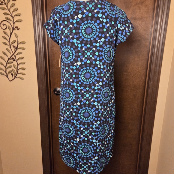 Merona Blue and Aqua Patterned Short Sleeve Dress NWT - Picture 6 of 10